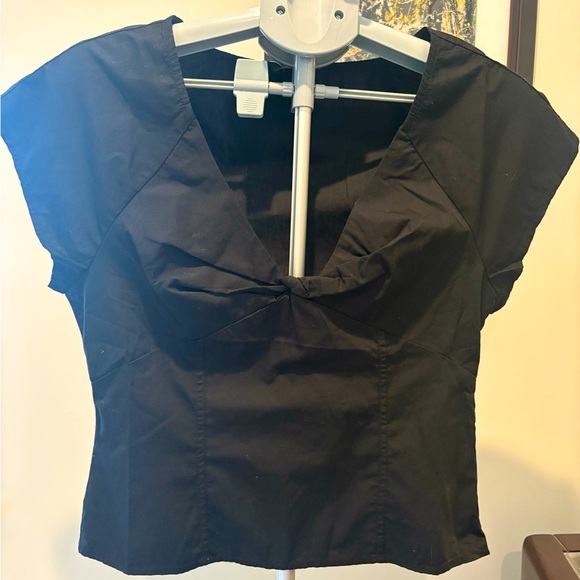 Madewell Black V Neck Twist Blouse Size 6 NWT - Picture 2 of 5